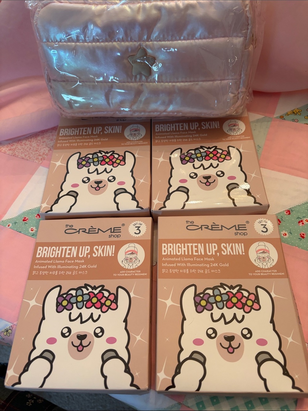 Crème Shop all new makeup bag and 12 masks